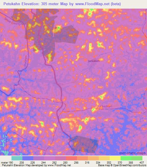 Petukahn,Liberia Elevation Map