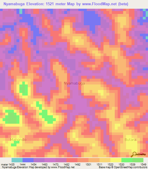 Nyamabuga,Uganda Elevation Map