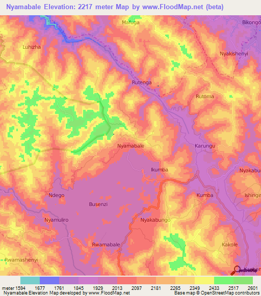 Nyamabale,Uganda Elevation Map