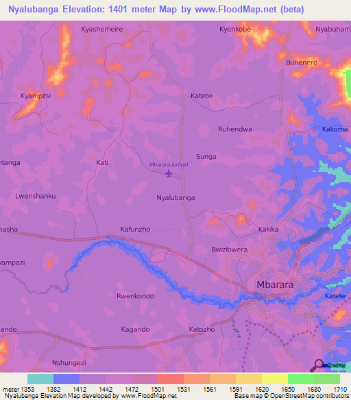 Nyalubanga,Uganda Elevation Map