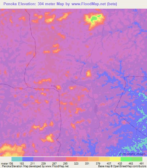 Penoka,Liberia Elevation Map