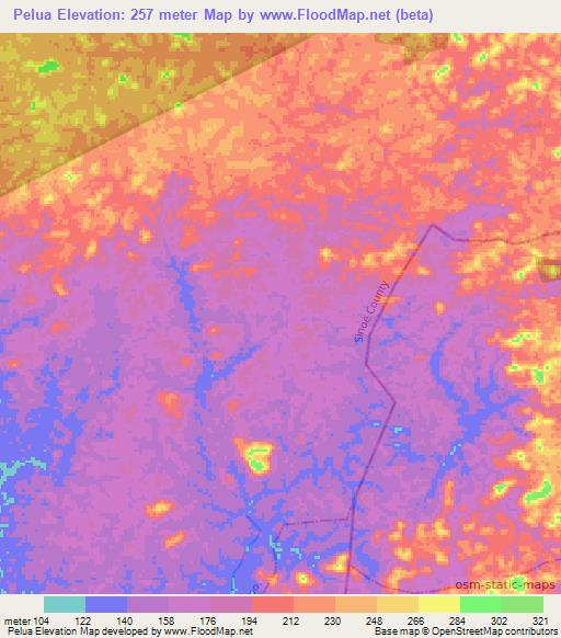 Pelua,Liberia Elevation Map