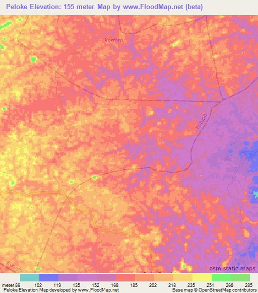 Peloke,Liberia Elevation Map