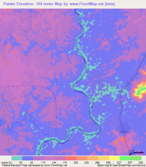 Patake,Liberia Elevation Map