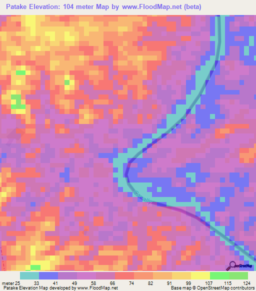 Patake,Liberia Elevation Map