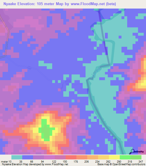 Nyaake,Liberia Elevation Map