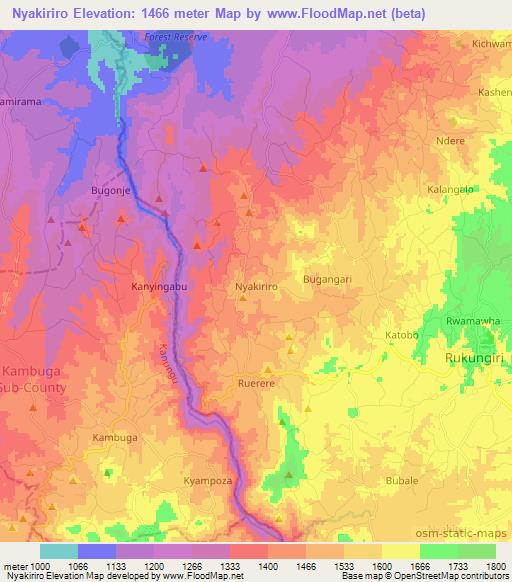 Nyakiriro,Uganda Elevation Map