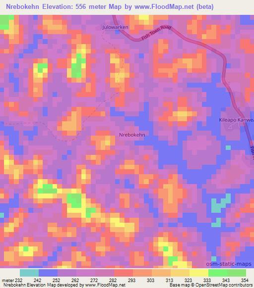 Nrebokehn,Liberia Elevation Map