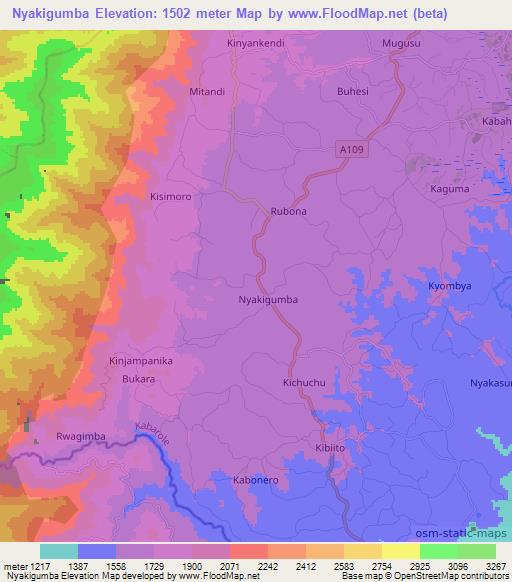 Nyakigumba,Uganda Elevation Map