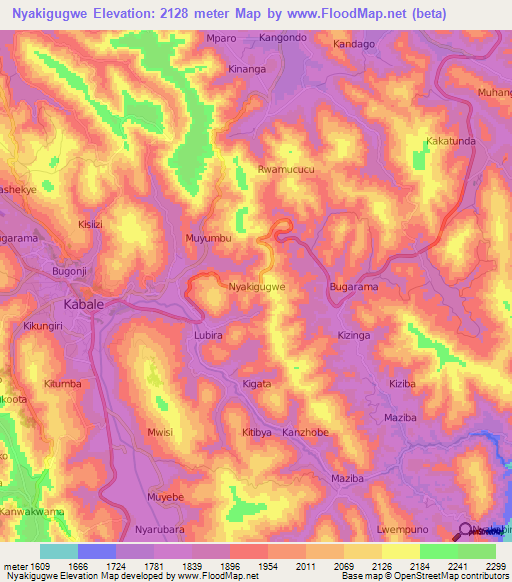Nyakigugwe,Uganda Elevation Map