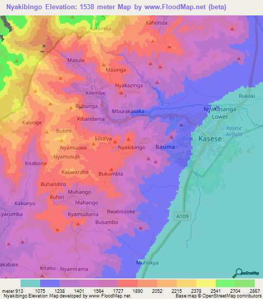 Nyakibingo,Uganda Elevation Map