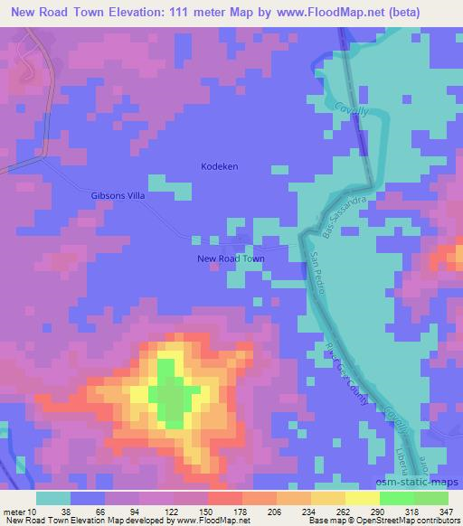 New Road Town,Liberia Elevation Map