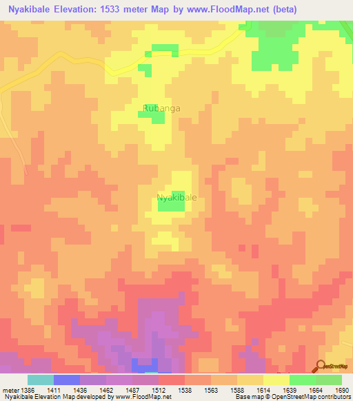 Nyakibale,Uganda Elevation Map