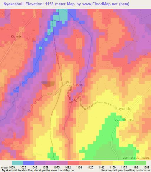 Nyakashuli,Uganda Elevation Map