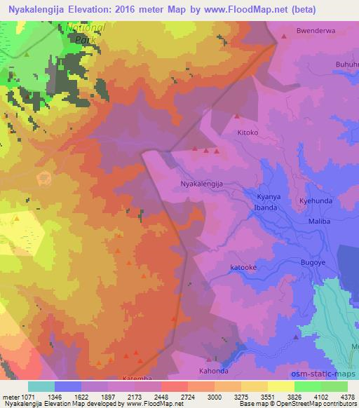 Nyakalengija,Uganda Elevation Map