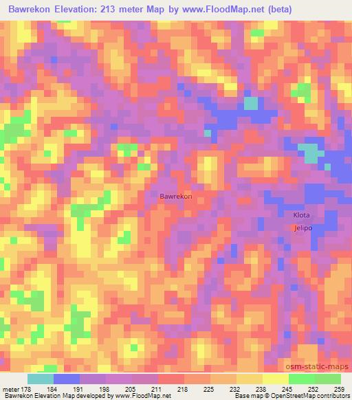 Bawrekon,Liberia Elevation Map