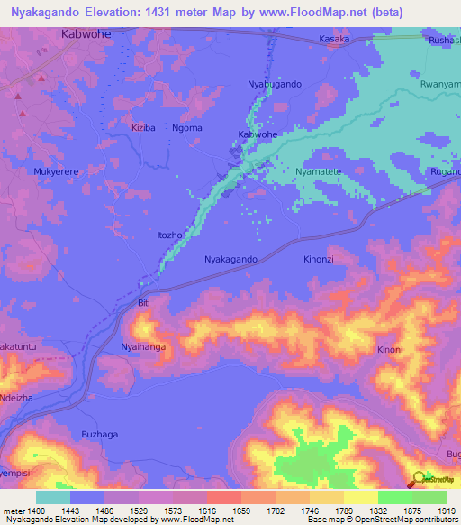 Nyakagando,Uganda Elevation Map