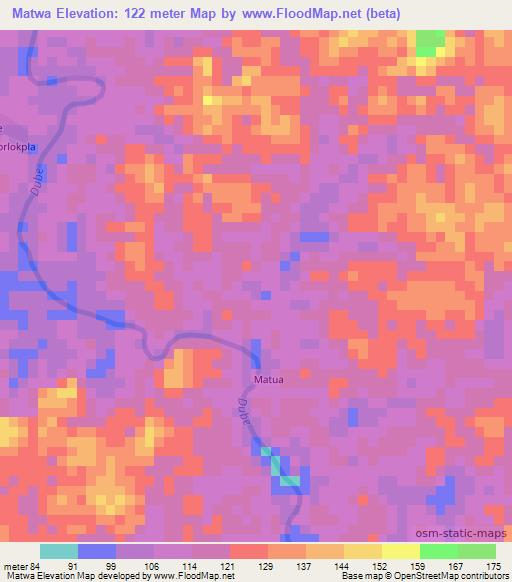 Matwa,Liberia Elevation Map