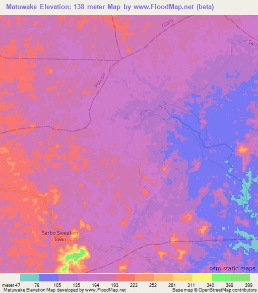 Matuwake,Liberia Elevation Map