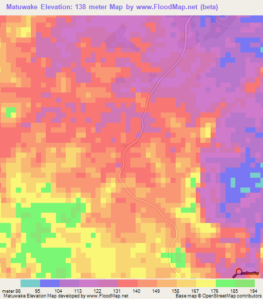 Matuwake,Liberia Elevation Map