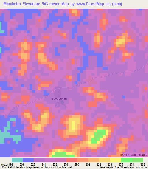 Matukehn,Liberia Elevation Map