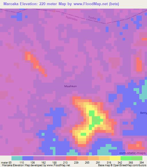Maroaka,Liberia Elevation Map