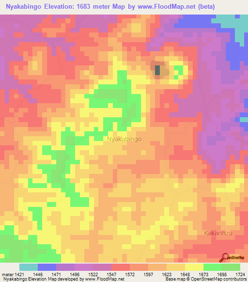 Nyakabingo,Uganda Elevation Map