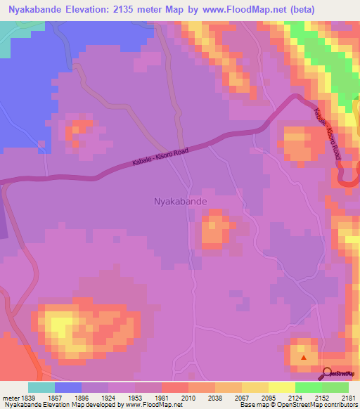 Nyakabande,Uganda Elevation Map