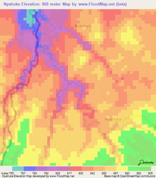 Nyahuka,Uganda Elevation Map