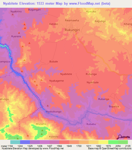 Nyabitete,Uganda Elevation Map
