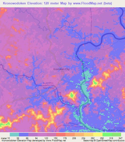 Kronowodoken,Liberia Elevation Map