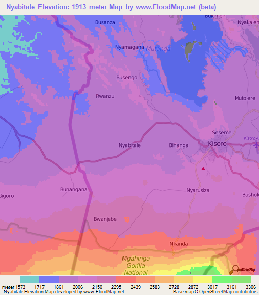Nyabitale,Uganda Elevation Map