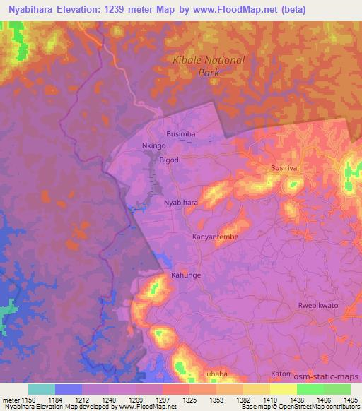 Nyabihara,Uganda Elevation Map
