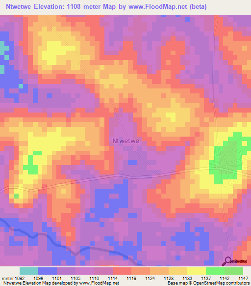Ntwetwe,Uganda Elevation Map