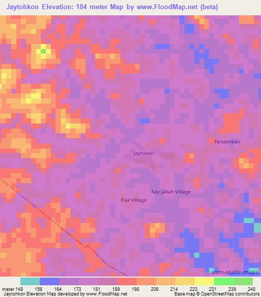 Jaytohkon,Liberia Elevation Map