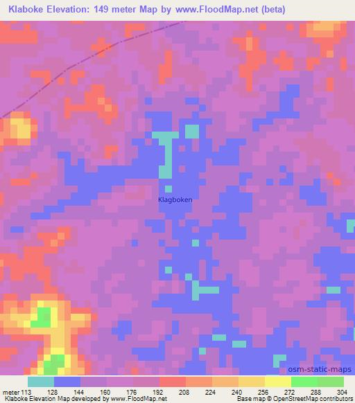 Klaboke,Liberia Elevation Map