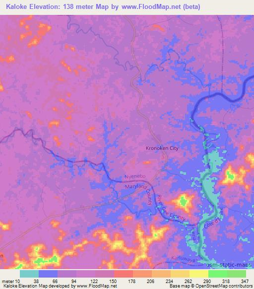 Kaloke,Liberia Elevation Map