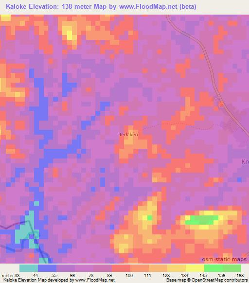 Kaloke,Liberia Elevation Map