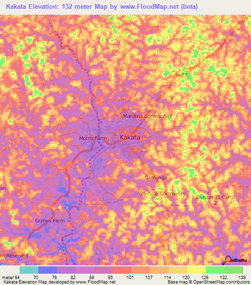 Kakata,Liberia Elevation Map