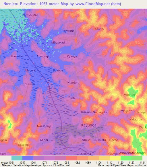 Ntenjeru,Uganda Elevation Map