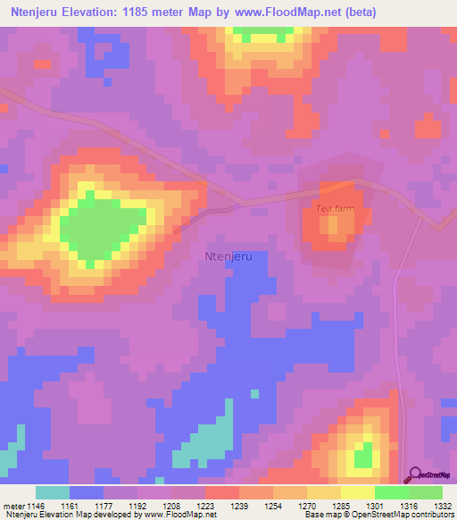Ntenjeru,Uganda Elevation Map