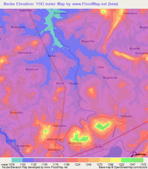 Nsube,Uganda Elevation Map