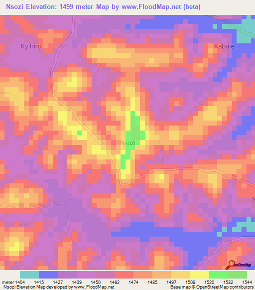Nsozi,Uganda Elevation Map