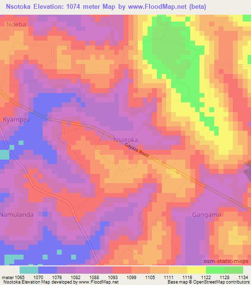 Nsotoka,Uganda Elevation Map