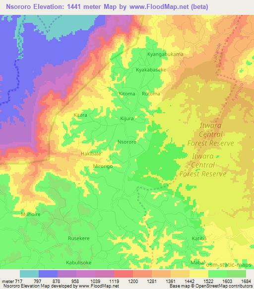 Nsororo,Uganda Elevation Map