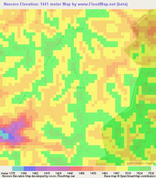 Nsororo,Uganda Elevation Map