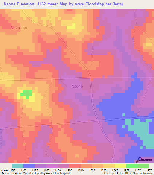 Nsone,Uganda Elevation Map