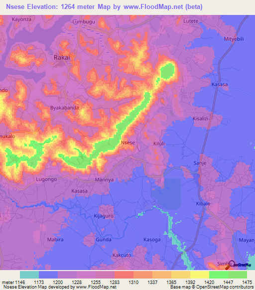 Nsese,Uganda Elevation Map