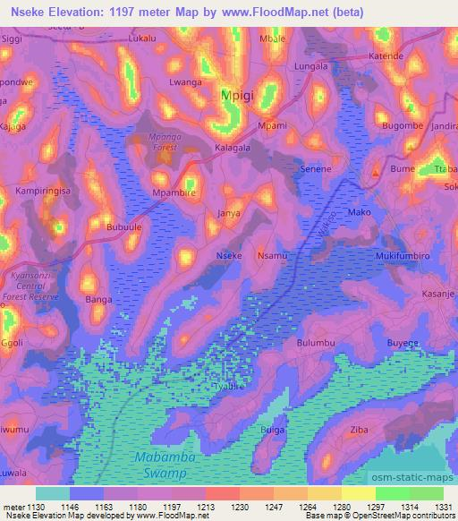 Nseke,Uganda Elevation Map