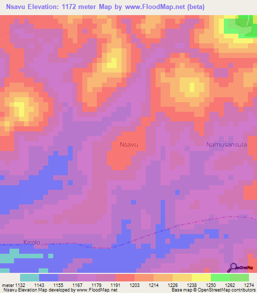 Nsavu,Uganda Elevation Map